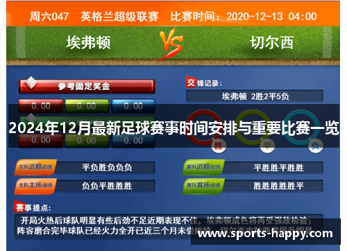 2024年12月最新足球赛事时间安排与重要比赛一览